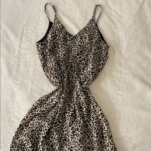 Leopard print midi slip dress